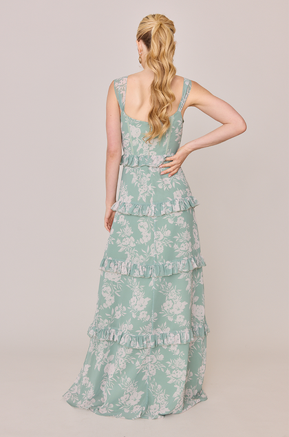 Sloane Chiffon Floral Print Dress | Made To Order | Champagne Bouquet