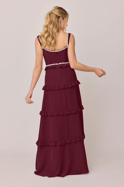 Sloane Luxe Chiffon Dress | Made To Order | Cabernet