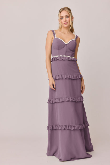 Sloane Luxe Chiffon Dress | Made To Order | Dusty Purple