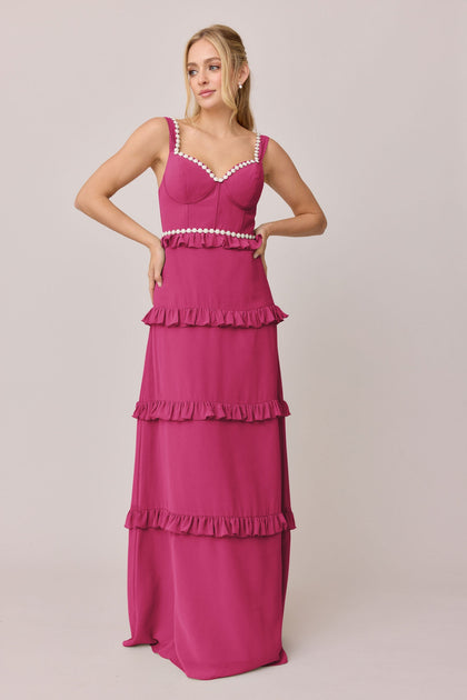 Sloane Luxe Chiffon Dress | Made To Order | Hot Pink