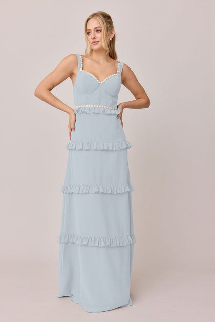 Sloane Luxe Chiffon Dress | Made To Order | Light Blue