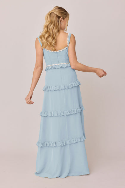 Sloane Luxe Chiffon Dress | Made To Order | Light Blue
