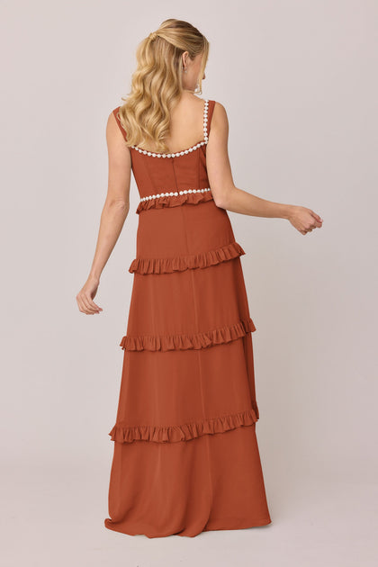 Sloane Luxe Chiffon Dress | Made To Order | Rust
