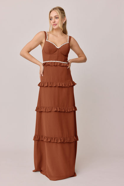Sloane Luxe Chiffon Dress | Made To Order | Rust