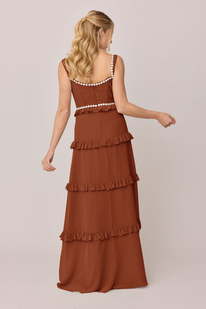 Sloane Luxe Chiffon Dress | Made To Order | Rust