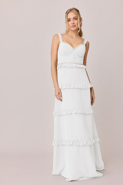 Sloane Luxe Chiffon Dress | Made To Order | White Pearl