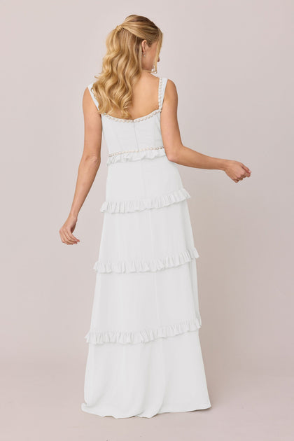 Sloane Luxe Chiffon Dress | Made To Order | White Pearl