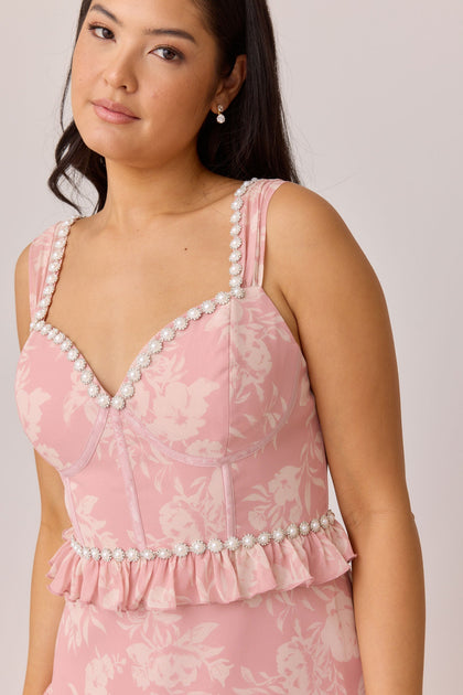 Sloane Luxe Chiffon Floral Print Dress | Made To Order | Blush Bouquet