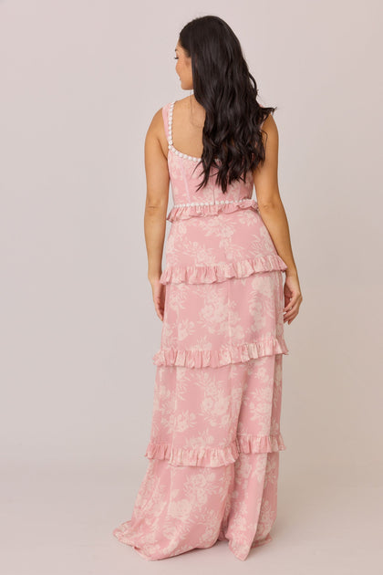 Sloane Luxe Chiffon Floral Print Dress | Made To Order | Blush Bouquet