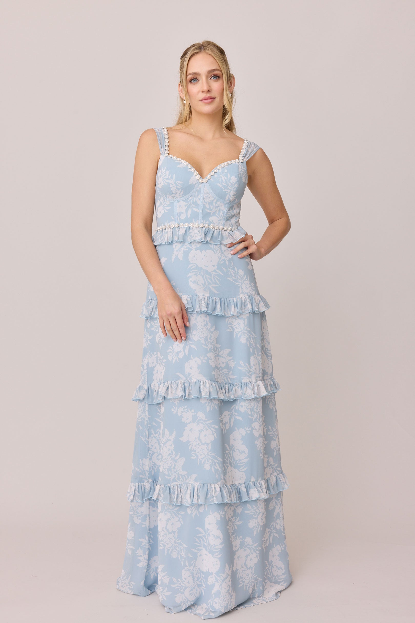 Sloane Luxe Chiffon Floral Print Dress