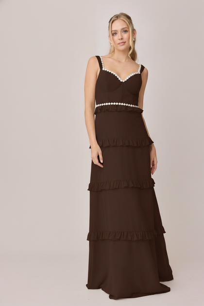 Sloane Luxe Chiffon Dress | Made To Order | Espresso