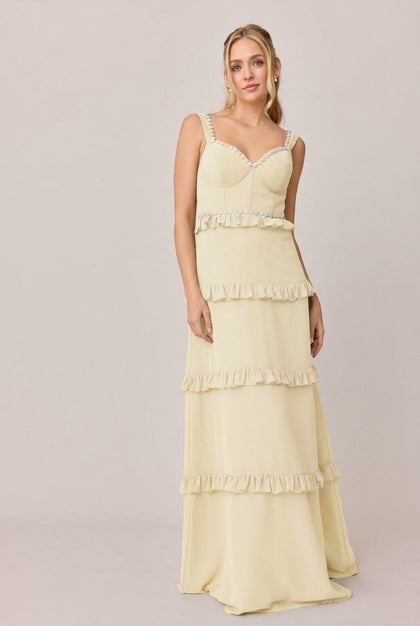 Sloane Luxe Chiffon Dress | Made To Order | Pale Yellow