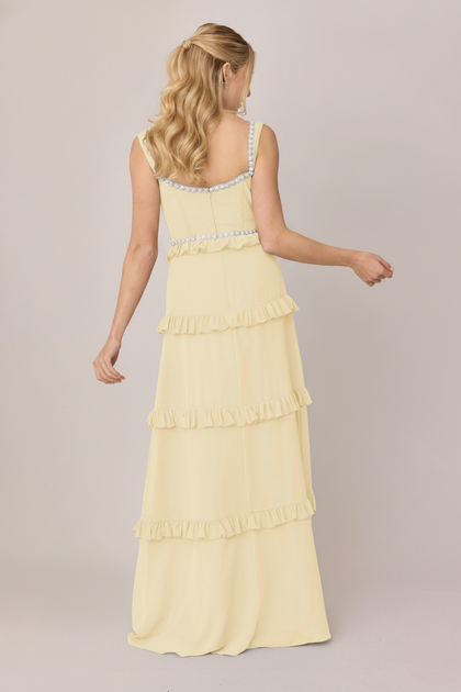 Sloane Luxe Chiffon Dress | Made To Order | Pale Yellow