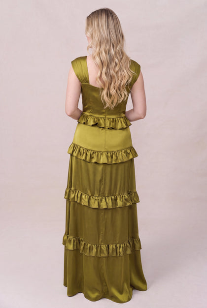 Sloane Satin Dress | Made To Order | Chartreuse
