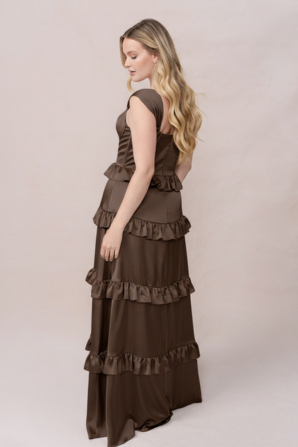 Sloane Satin Dress | Made To Order | Espresso