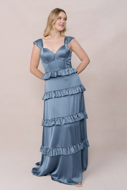 Sloane Satin Dress | Made To Order | True Blue