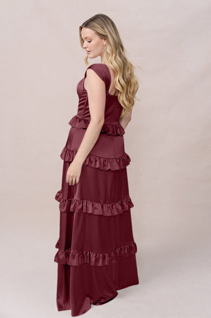 Sloane Satin Dress | Made To Order | Cabernet