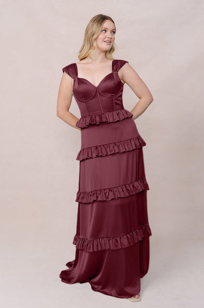 Sloane Satin Dress | Made To Order | Cabernet