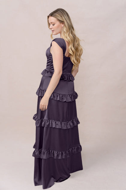 Sloane Satin Dress | Made To Order | Eggplant