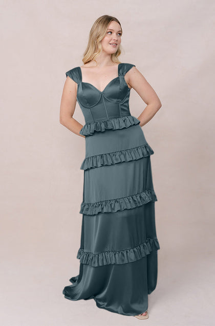 Sloane Satin Dress | Made To Order | Eucalyptus