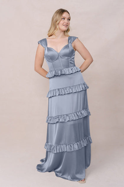 Sloane Satin Dress | Made To Order | French Blue