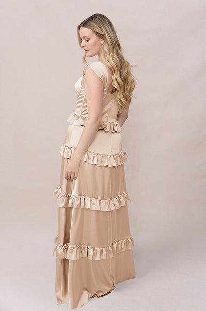 Sloane Satin Dress | Made To Order | Gold Champagne