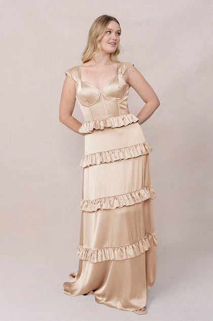 Sloane Satin Dress | Made To Order | Gold Champagne