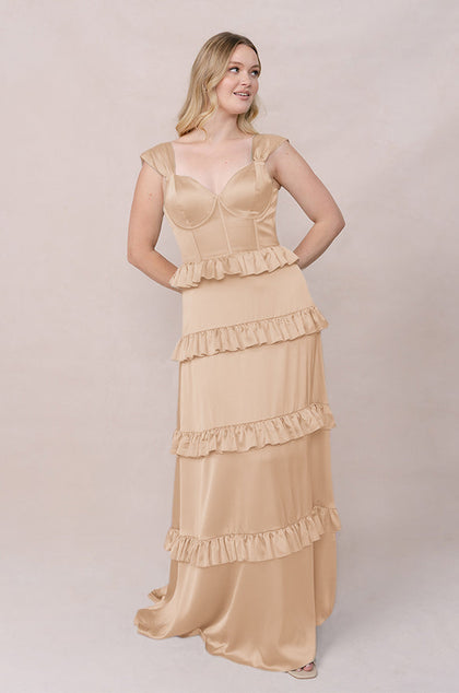 Sloane Satin Dress | Made To Order | Honey Beige
