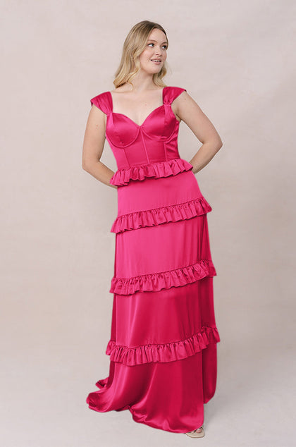 Sloane Satin Dress | Hot Pink