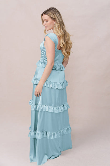 Sloane Satin Dress | Made To Order | Light Blue
