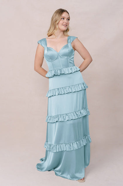 Sloane Satin Dress | Made To Order | Light Blue