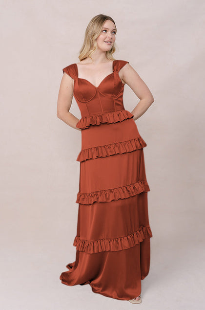 Sloane Satin Dress | Made To Order | Rust