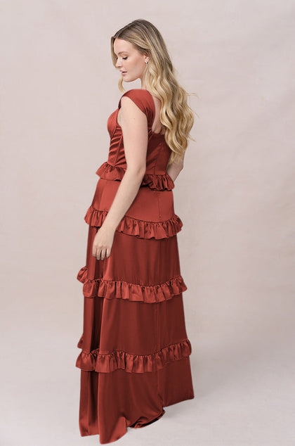 Sloane Satin Dress | Made To Order | Terracotta Rust