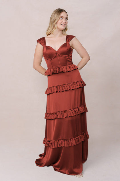 Sloane Satin Dress | Made To Order | Terracotta Rust