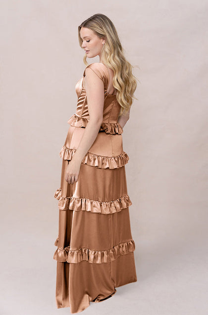 Sloane Satin Dress | Made To Order | Toffee