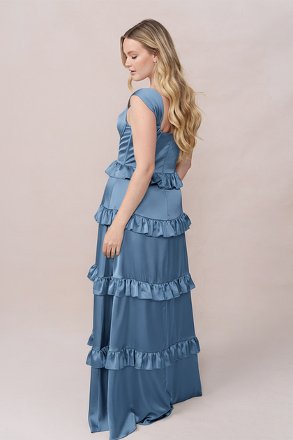 Sloane Satin Dress | Made To Order | True Blue
