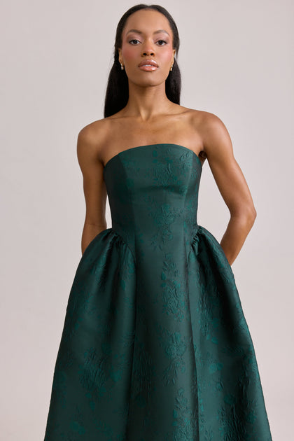 Sofia Jacquard Dress | Made To Order | Classic Emerald