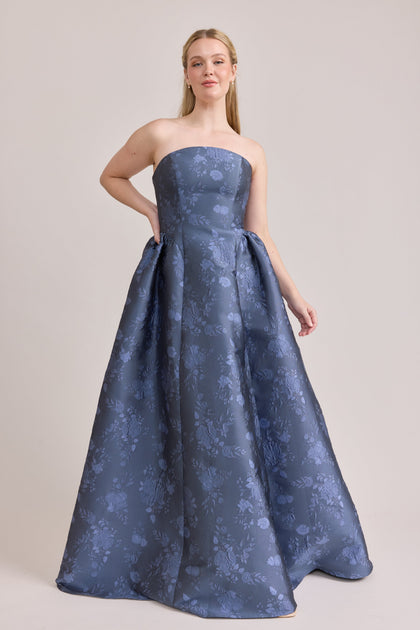 Sofia Jacquard Dress | Made To Order | Indie Blue