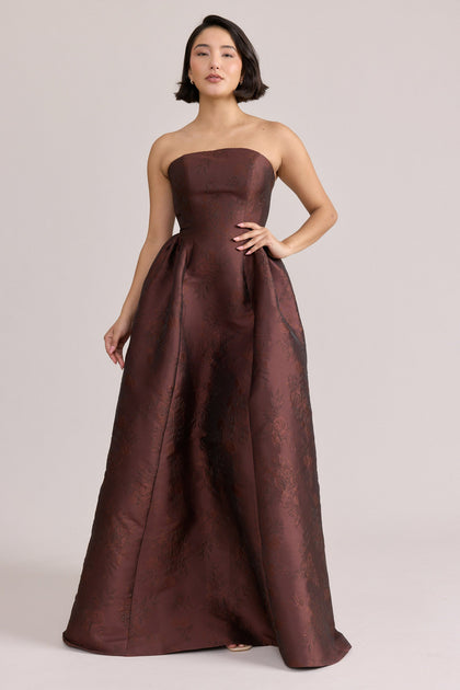Sofia Jacquard Dress | Made To Order | Mahogany