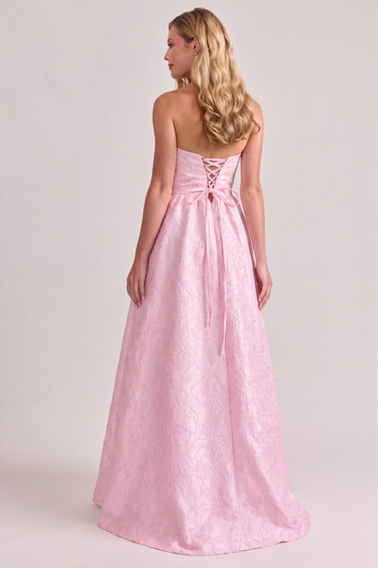 Sofia Tonal Jacquard Dress | Baby Pink