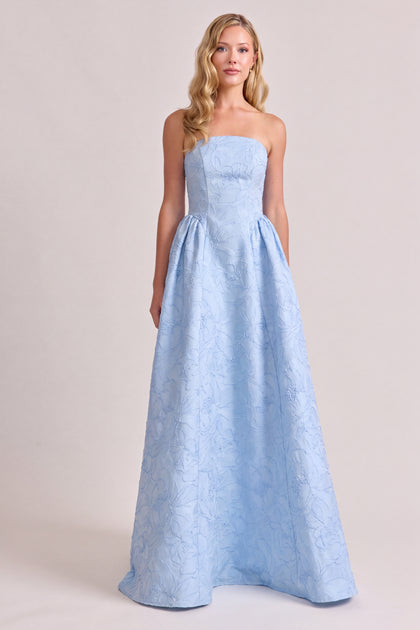 Sofia Tonal Jacquard Dress | Blue Hydrangea