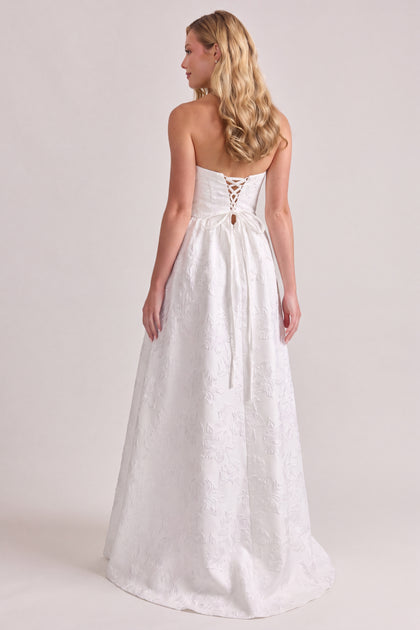 Sofia Tonal Jacquard Dress | White