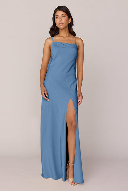 Steph Crepe Dress | Made To Order | Dusty Blue