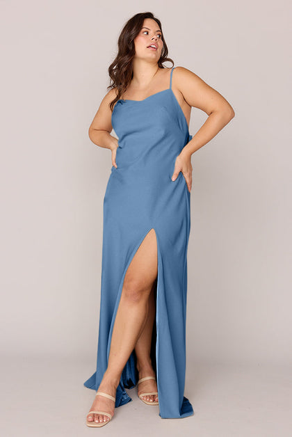 Steph Crepe Dress | Made To Order | Dusty Blue