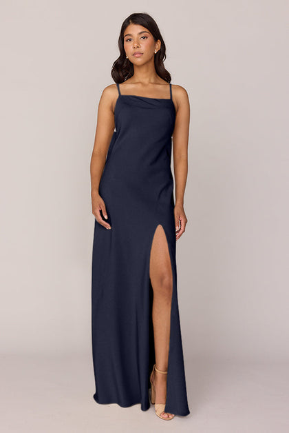 Steph Crepe Dress | Made To Order | Navy Blue
