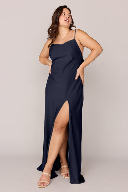 Steph Crepe Dress | Made To Order | Navy Blue