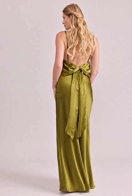 Steph Satin Dress | Made To Order | Chartreuse