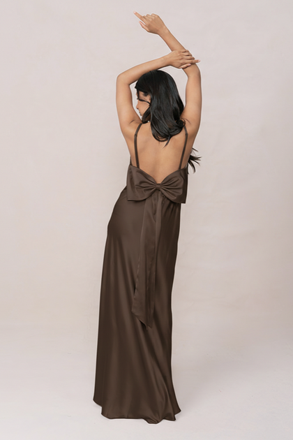 Steph Satin Dress | Made To Order | Espresso