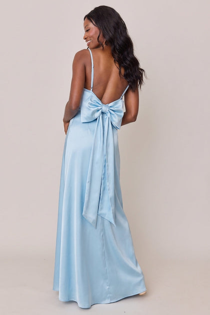 Steph Satin Dress | Made To Order | Light Blue