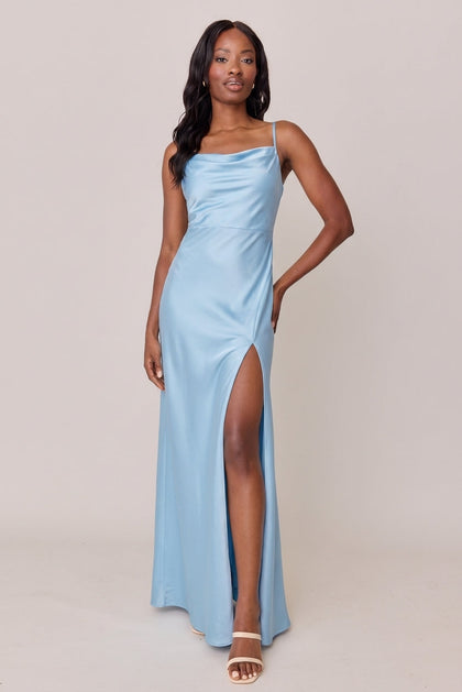 Steph Satin Dress | Made To Order | Light Blue